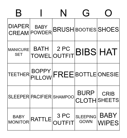 KINGSTON'S BABY SHOWER BINGO GAME Bingo Card