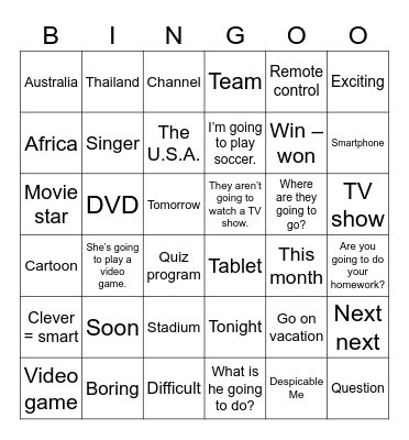 Unit 12: Something new to watch! Bingo Card