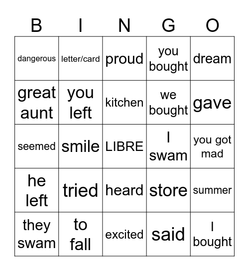La llorona c. 1-6 Bingo Card