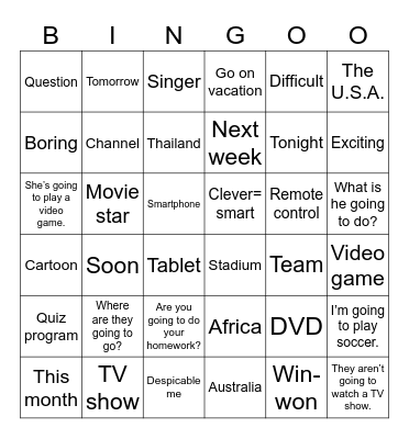 Unit 12: Something new to watch! Bingo Card