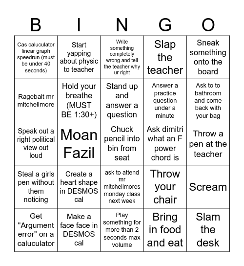 gen math bingo Card