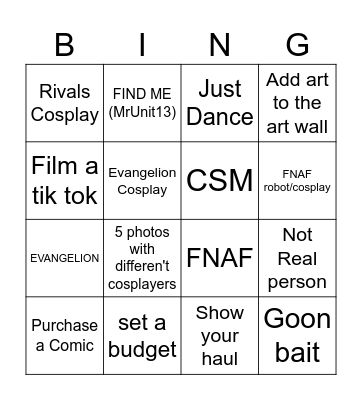 OZ Comic Con 2026 Bingo Card
