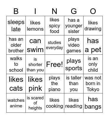 Find someone who… Bingo Card