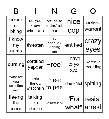Marshie Karen v Cop Bingo 4/17/10 Bingo Card
