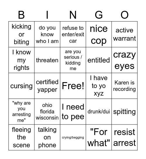 Marshie Karen v Cop Bingo 4/17/10 Bingo Card