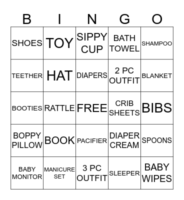 KINGSTON'S BABY SHOWER BINGO GAME Bingo Card