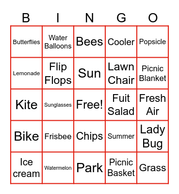 Picnic Bingo Card