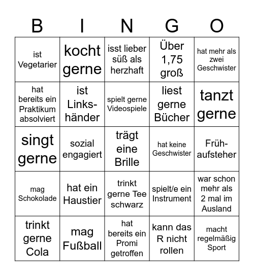 Kennenlern-Bingo Card