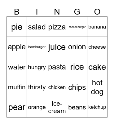 Food and drinks Bingo Card