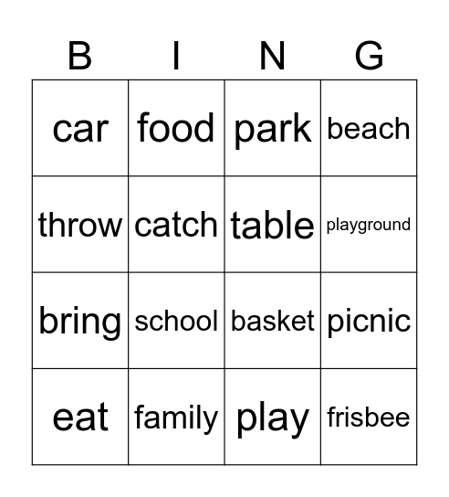 PYP Bingo Card