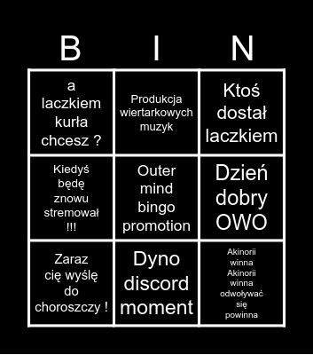 Outer_mind danceflor bingo Card