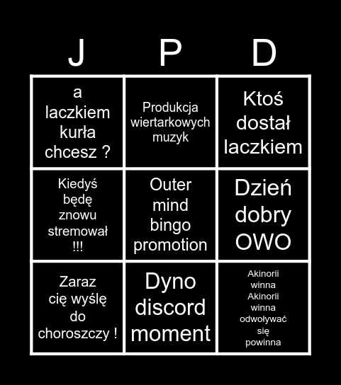 Outer_mind danceflor bingo Card