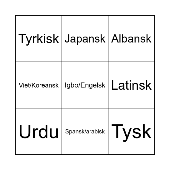 Musikkbingo Card