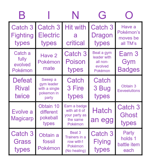 Pokémon (Any Gen) Bingo Card