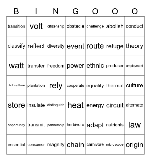 RH1-76 Bingo Card