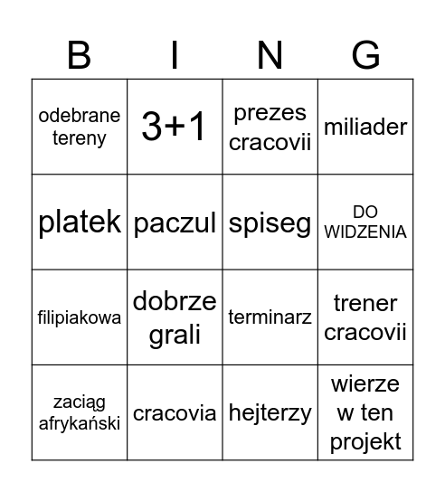 craxa bingo Card