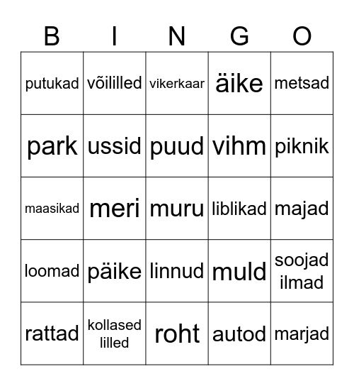 kevad Bingo Card