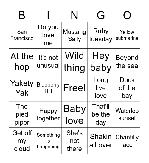 ROCKIN BINGO Card