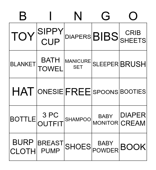 KINGSTON'S BABY SHOWER BINGO GAME Bingo Card