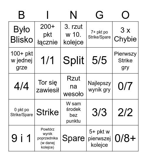 Bowlingo Bingo Card