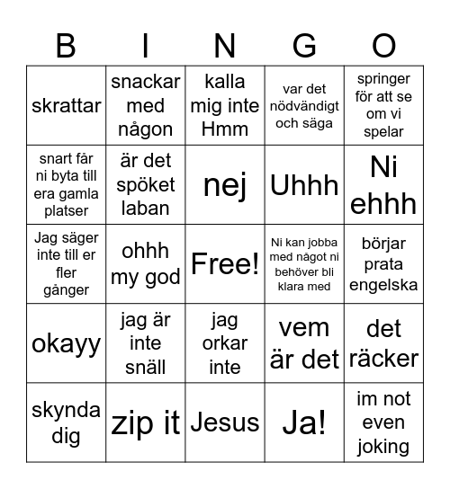 Besa bingo Card