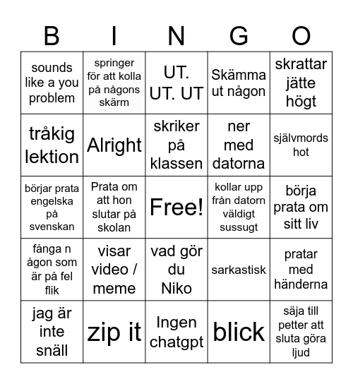 besarta bingo Card