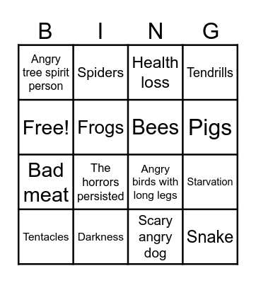 Don't starve deaths Bingo Card