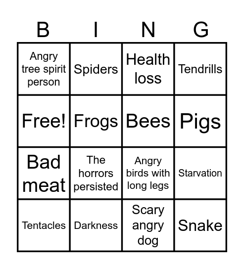 Don't starve deaths Bingo Card