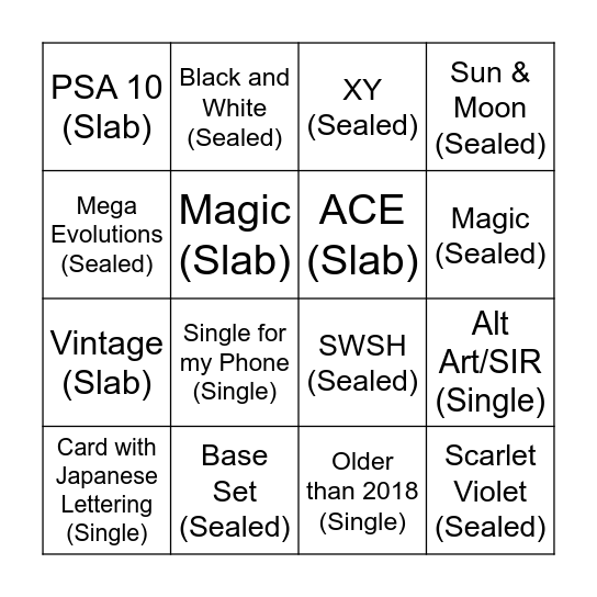my cardshow bingo ver.1 Bingo Card
