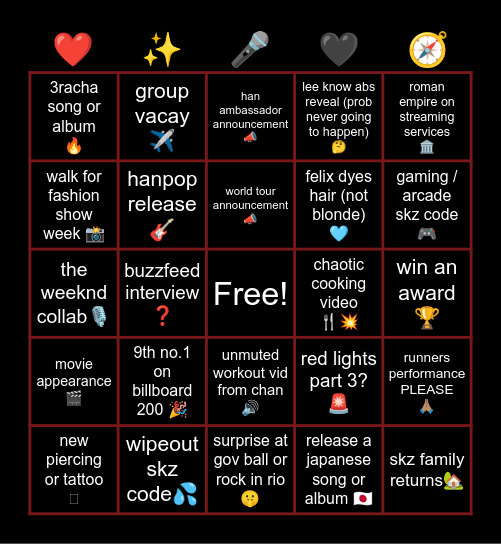 🌟SKZ 2026 BINGO🌟 Bingo Card