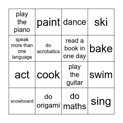 FIND SOMEONE WHO CAN Bingo Card