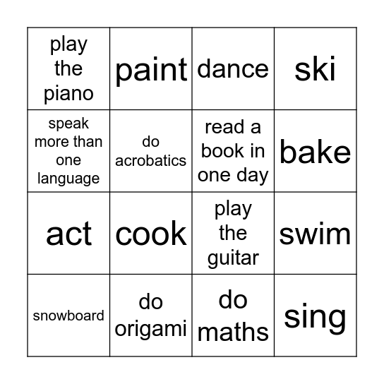 FIND SOMEONE WHO CAN Bingo Card