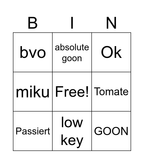 Samuel bingo Card