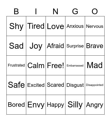 Emotions Bingo Card