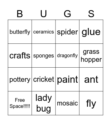 "A Bugs Life" Bingo Card