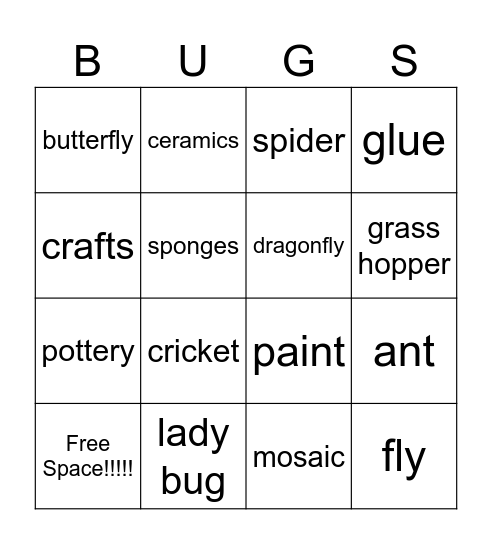 "A Bugs Life" Bingo Card