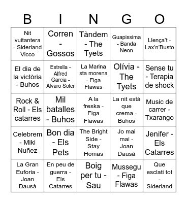 Bingo Musical CE Júpiter Bingo Card