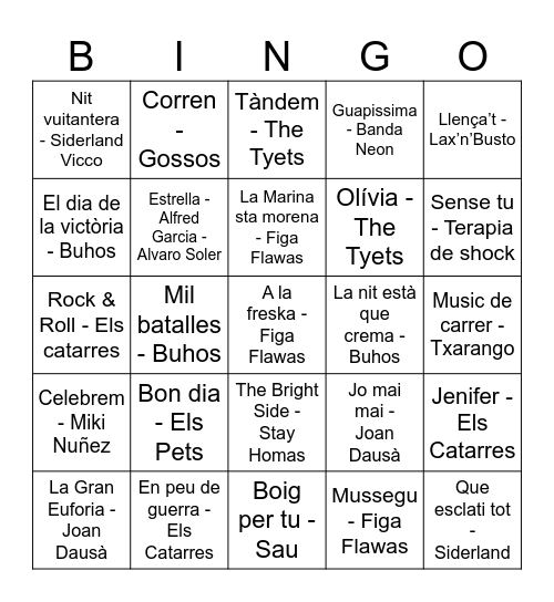 Bingo Musical CE Júpiter Bingo Card