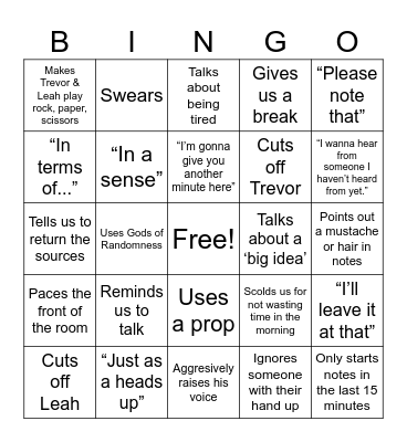 Thomaris Bingo Card