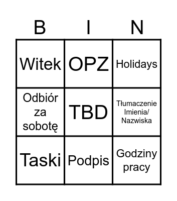 Karl Bingo Card