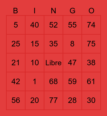 Bingo las estrellas de la suerte Bingo Card