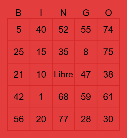 Bingo las estrellas de la suerte Bingo Card