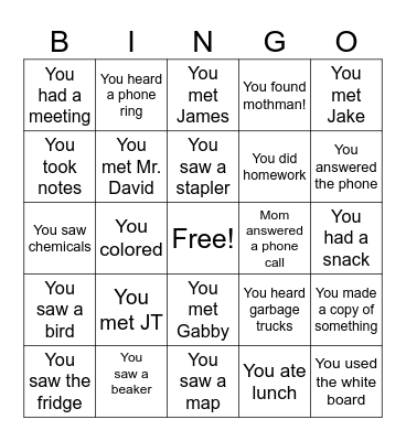 Work with Mom Bingo! Bingo Card