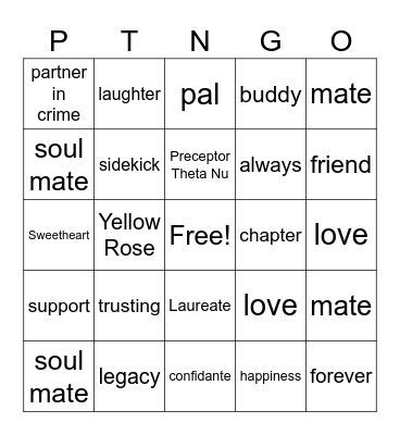 Friends Bingo Card