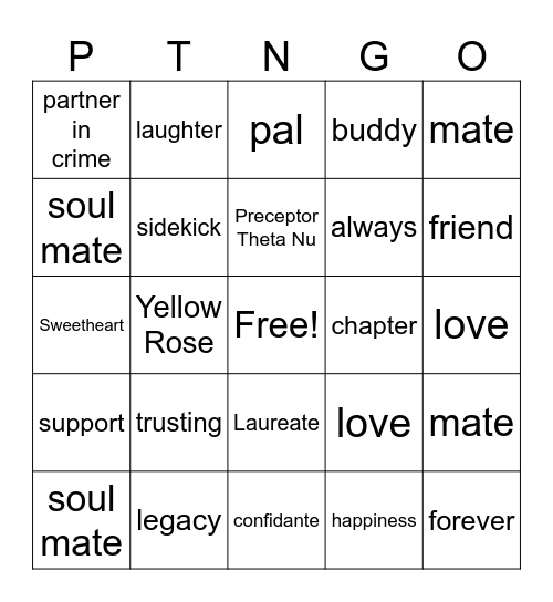 Friends Bingo Card