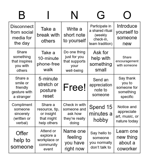 Wellness Bingo | May 2026 Bingo Card