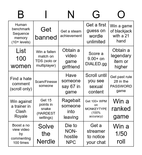 chud bingo v2 Bingo Card