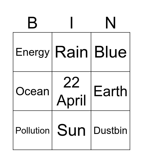 Earth Day (Bingo) Bingo Card
