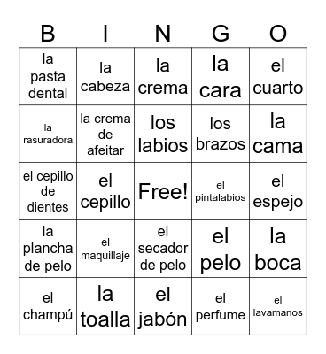 Los productos de higiéne personal Bingo Card