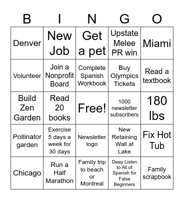 2026 Bingo Card